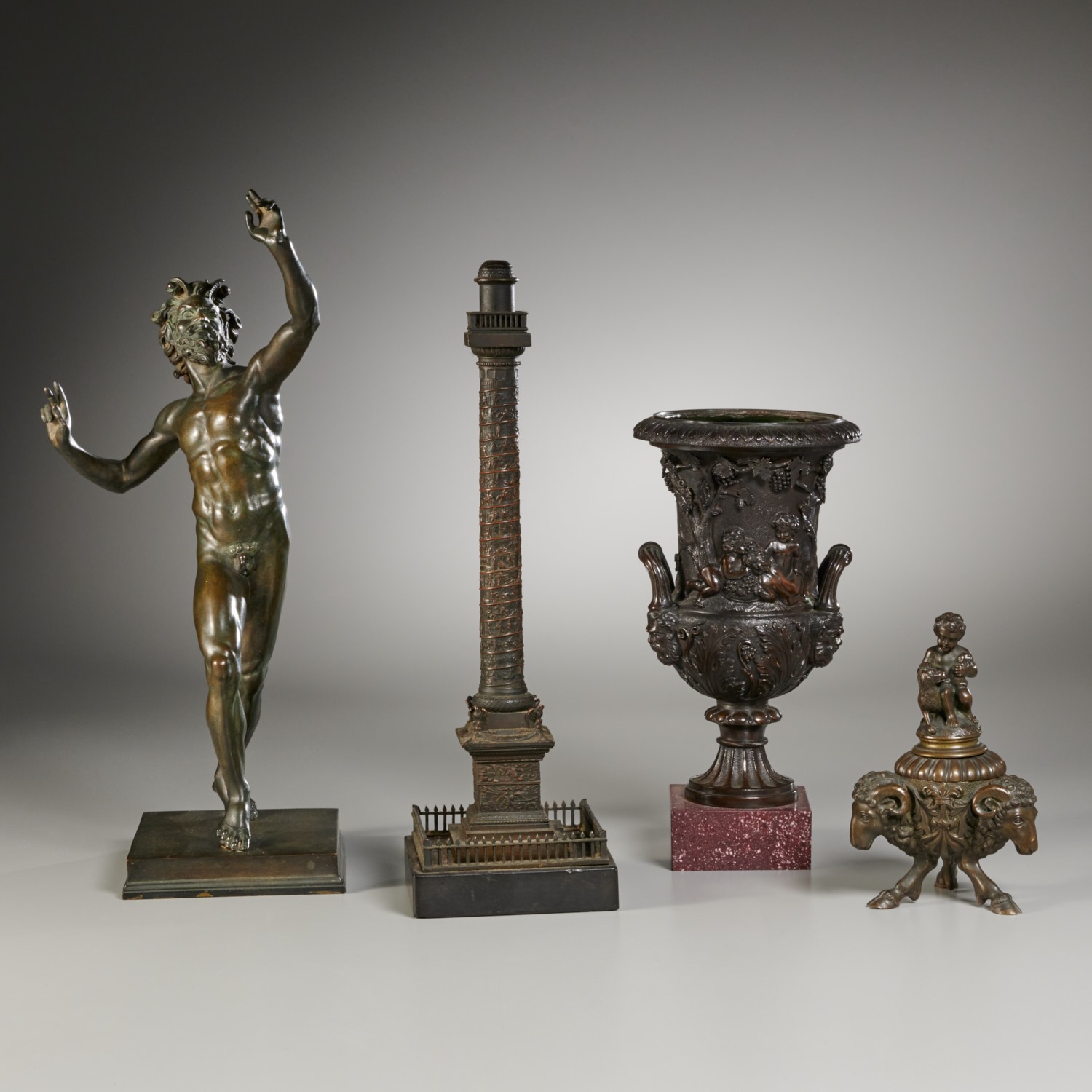 Appraisal: COLLECTION GRAND TOUR BRONZES th c Italy dark patinated cast