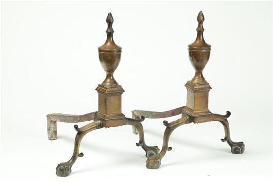 Appraisal: PAIR OF FEDERAL ANDIRONS American probably New York late th