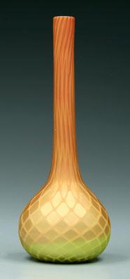 Appraisal: Satin glass vase bulbous base below tapered neck diamond quilted