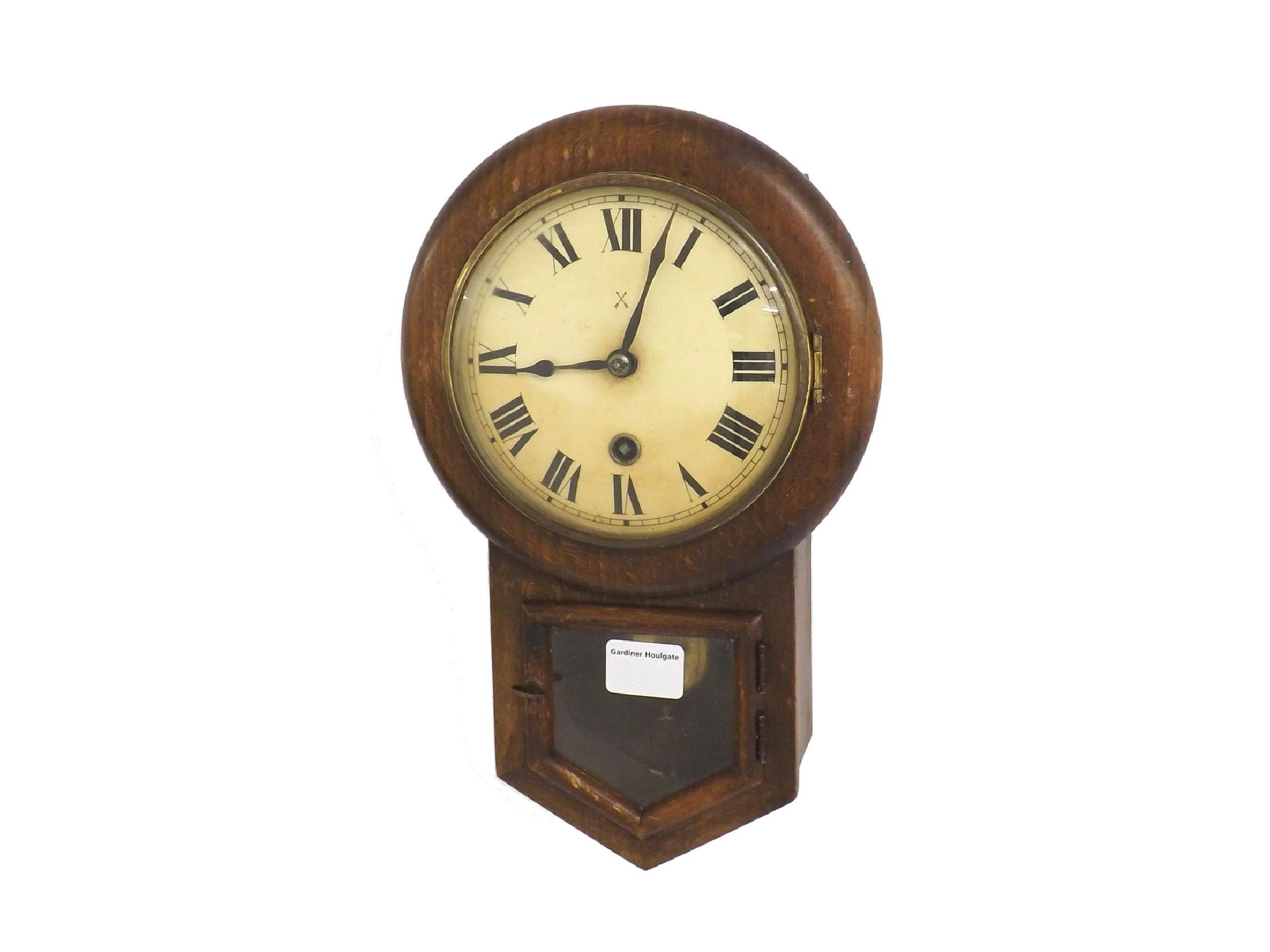 Appraisal: Small oak H A C drop dial wall clock within