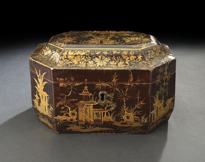 Appraisal: Chinese Export Black and Gold Lacquered Table Box second quarter