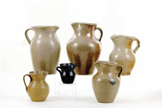 Appraisal: Southern stoneware pitchers Jugtown Seagrove North Carolina group of six