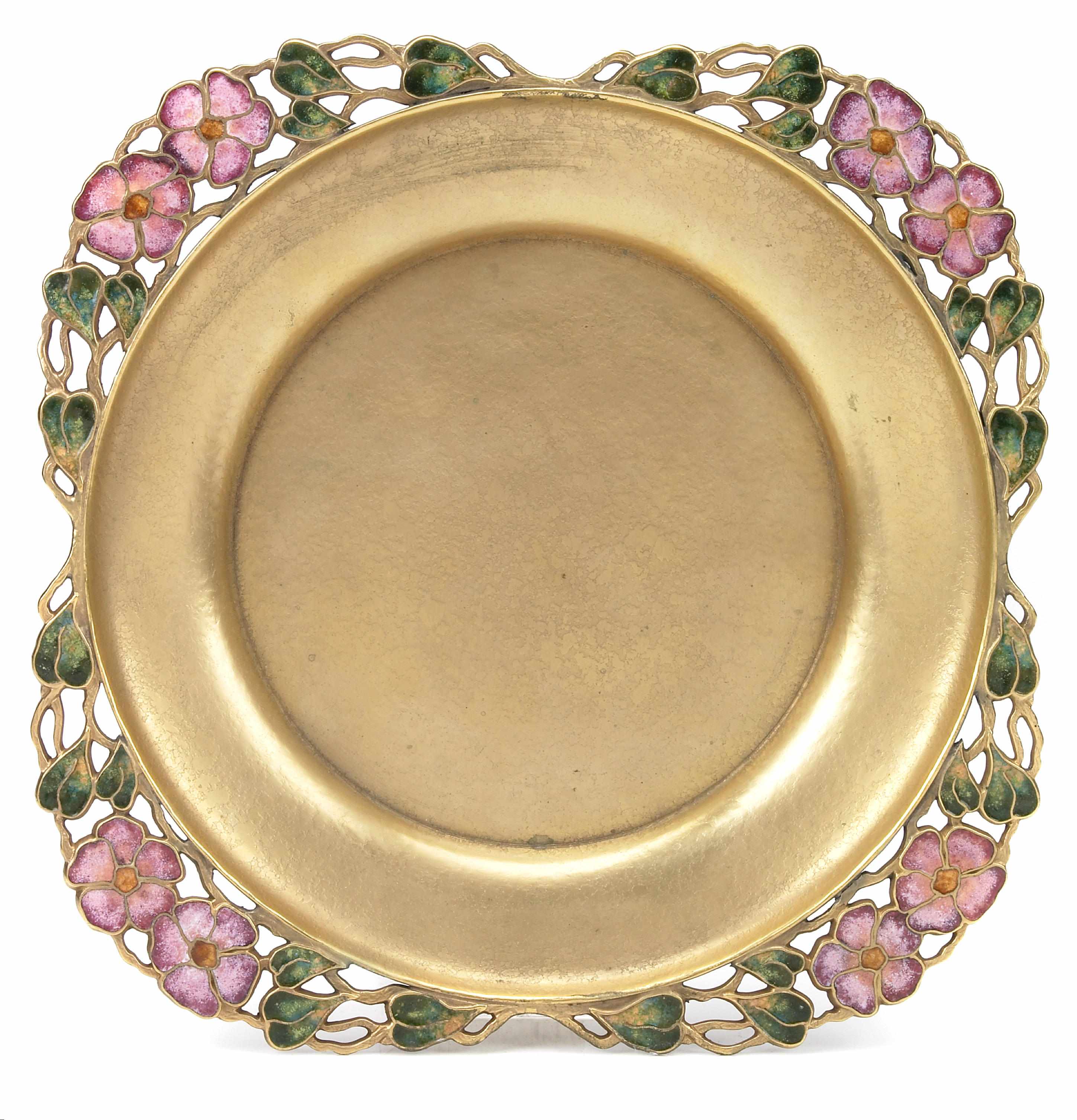 Appraisal: A Tiffany Studios enamel and gilt bronze footed charger early