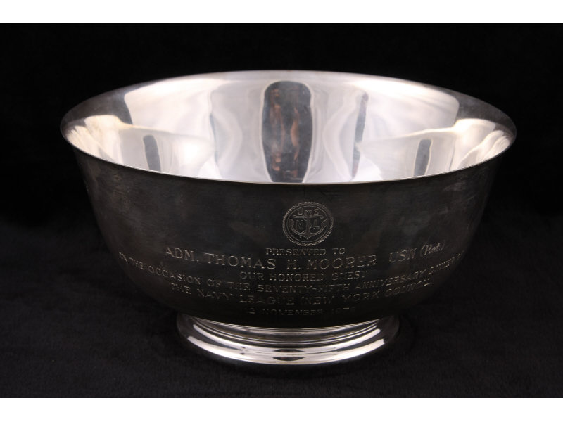 Appraisal: Tiffany Co Military Presentation Silver Bowl Revere bowl on stepped