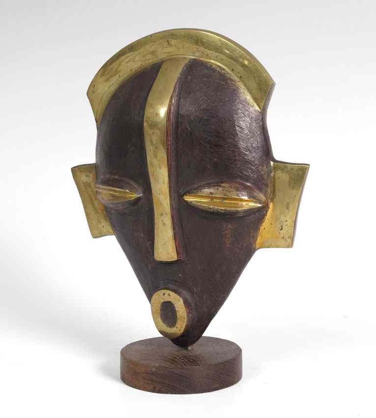 Appraisal: AFRICAN BRONZE MASK SCULPTURE Measures '' h x '' Affixed