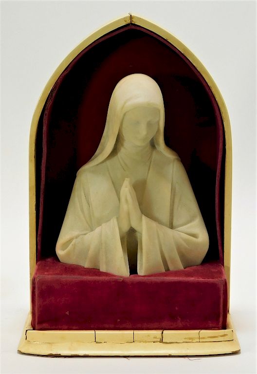 Appraisal: Mario Korbel Christian Madonna Marble Sculpture Mario Korbel United States