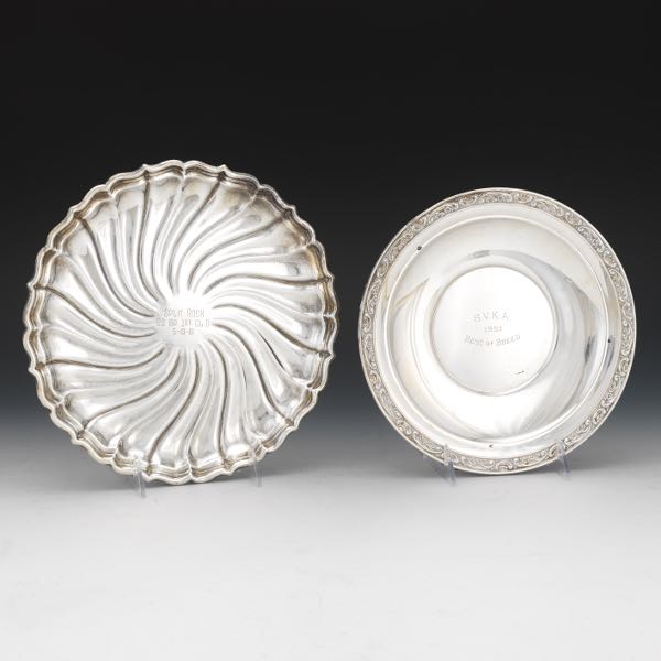 Appraisal: Two Gorham Sterling Plates Two sterling trophy plates smaller one