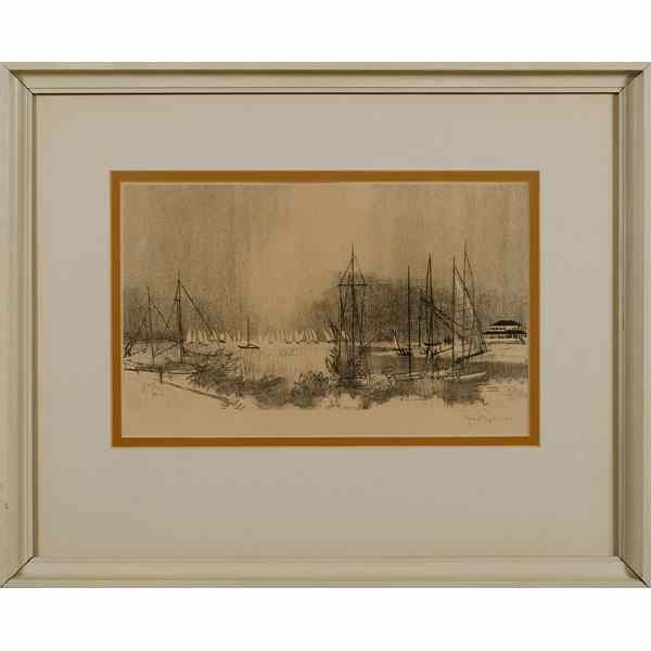 Appraisal: Joe Jones American - Regatta Lithograph on paper bearing original