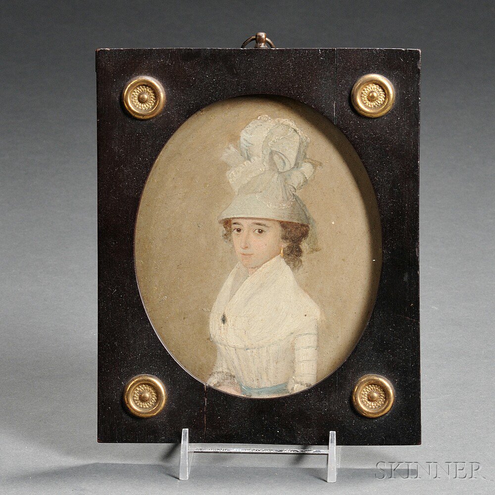 Appraisal: Oil on Tin Portrait Miniature of a Lady England late