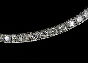 Appraisal: A Ladies' Platinum Diamond Necklace Platinum necklace is constructed with