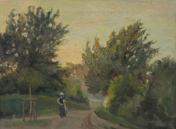 Appraisal: Harald Julius Niels Pryn Danish - Country Lane Oil on