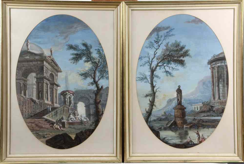 Appraisal: PAIR ITALIAN GOUACHES - th c Grand Tour Gouache Capriccios