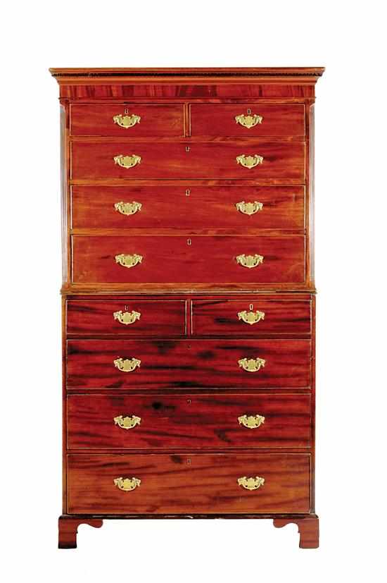 Appraisal: Georgian style mahogany chest on chest mid th century top