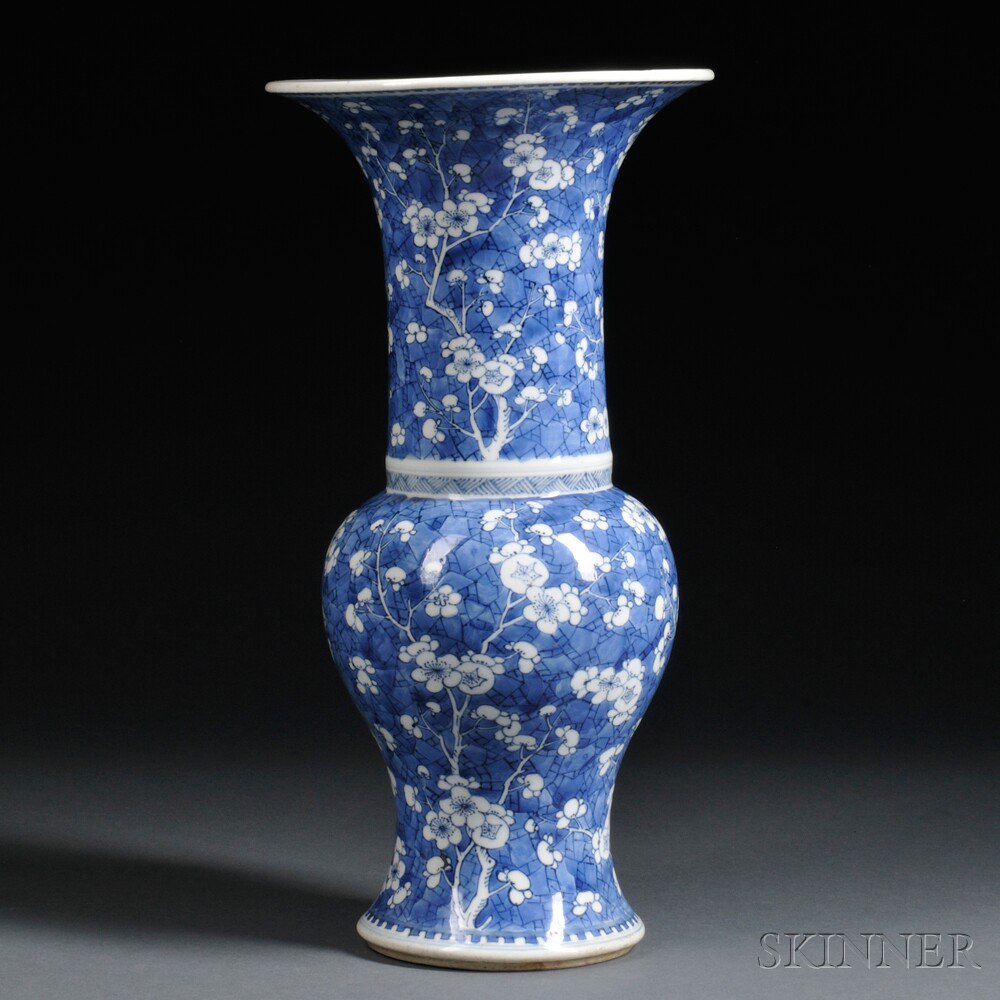 Appraisal: Blue and White Phoenix-tail Vase China th th century baluster