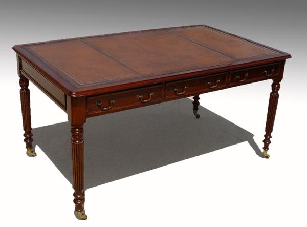 Appraisal: TURRETGATE FINE REPRODUCTION FURNITURE LIBRARY DESK Made in England drawers