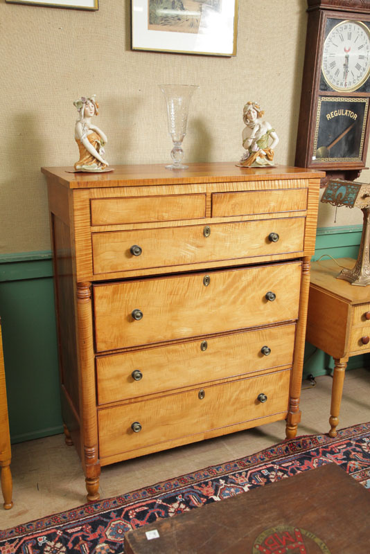 Appraisal: EMPIRE CHEST OF DRAWERS Mixed woods two over four drawer