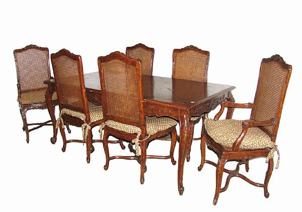 Appraisal: A Louis XV style dining suite comprising six dining chairs