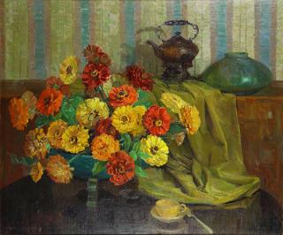 Appraisal: Painting Nell Walker Warner Zinnias Nell Walker Warner American -