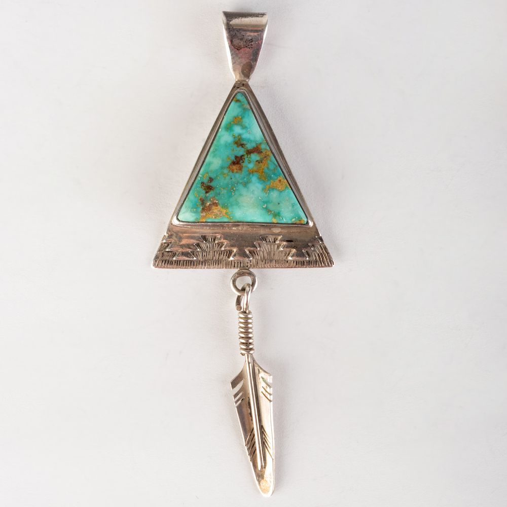 Appraisal: Dennison Tsosie Silver and Turquoise Pendant Signed 'Dennison Tsosie' in