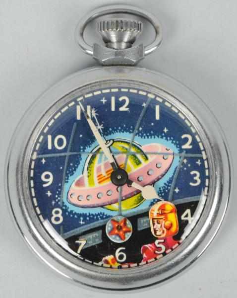 Appraisal: Unusual UFO Space Character Pocket Watch Circa s Animated watch