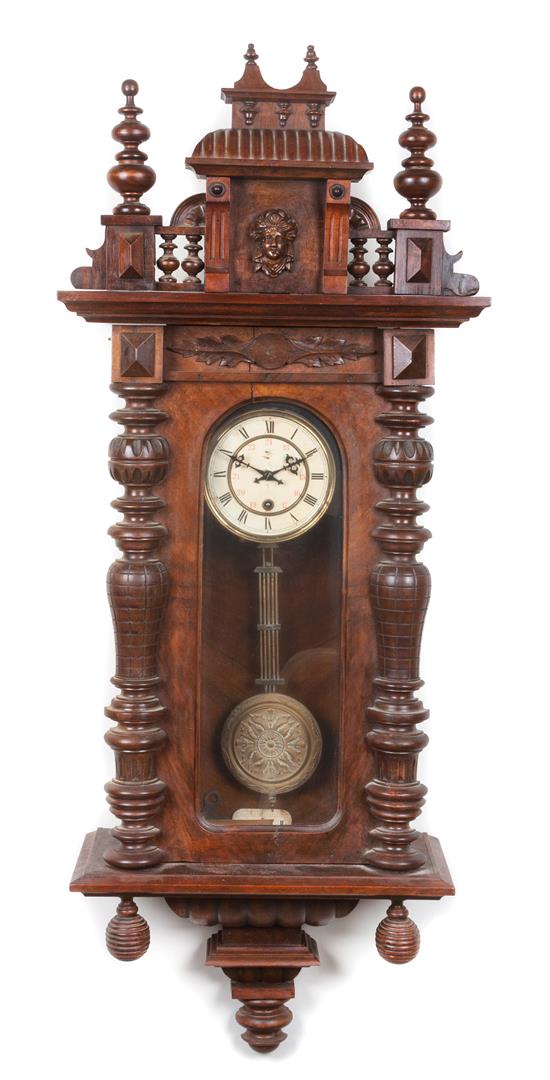 Appraisal: Sale Lot A Victorian Walnut Regulator Clock Junghans early th