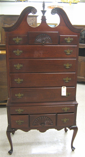 Appraisal: QUEEN ANNE STYLE MAHOGANY HIGHBOY CHEST-ON-STAND American th century the