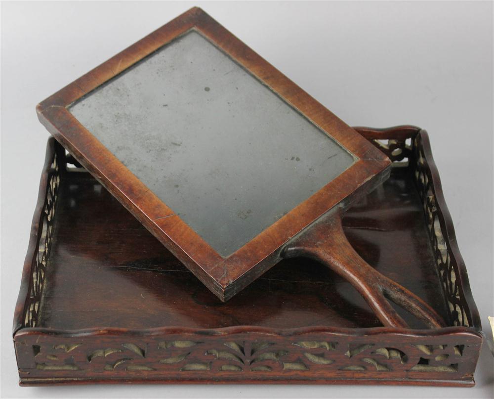 Appraisal: ENGLISH ROSEWOOD RECTANGULAR TRAY th C with scrolling foliate gallery