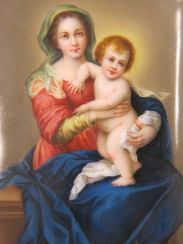 Appraisal: Painting on Porcelain Plaque of Madonna Child image area x