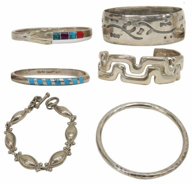 Appraisal: lot of Sterling silver bangles and cuff bracelets varied designs