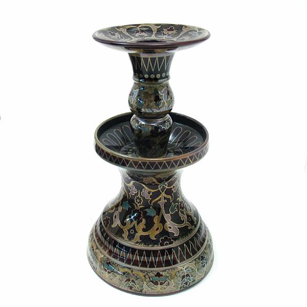 Appraisal: A Zsolnay Pecs luster-glazed earthenware candlestick early th century with