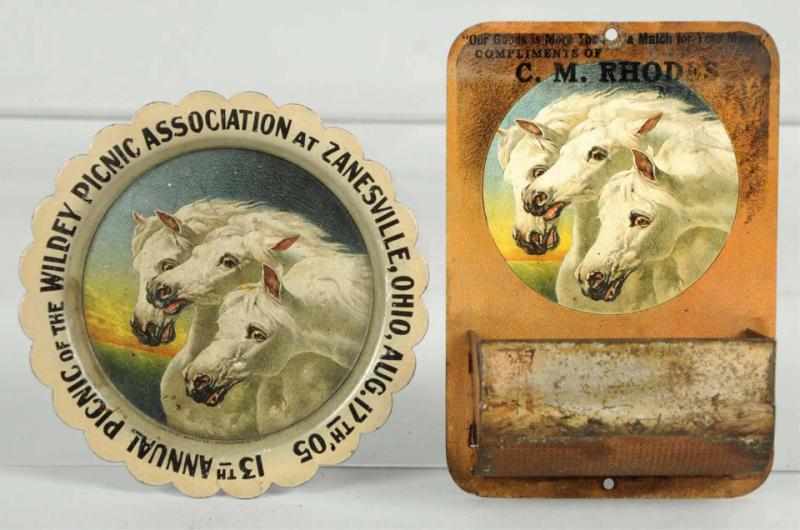 Appraisal: Lot of Horse-Related Advertising Pieces Includes one Wildey Picnic Association