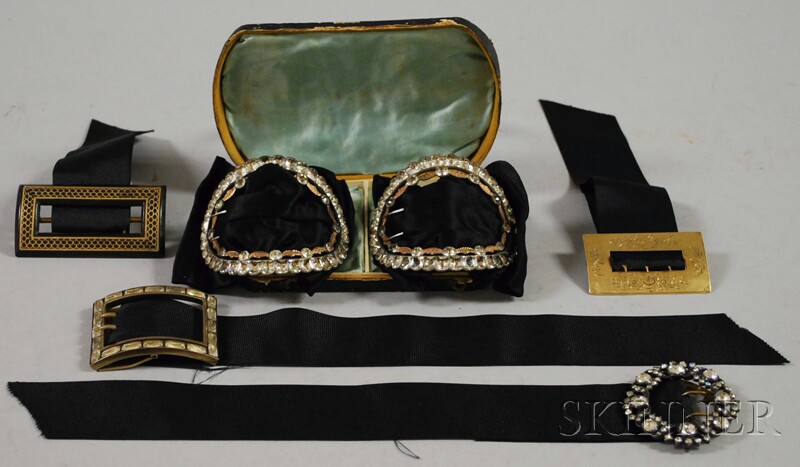 Appraisal: Six Victorian Buckles including a pair of large rhinestone buckles