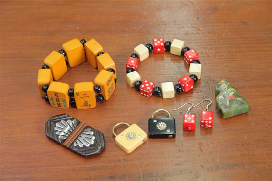 Appraisal: GROUP OF BAKELITE The lot includes two contemporary bracelets made