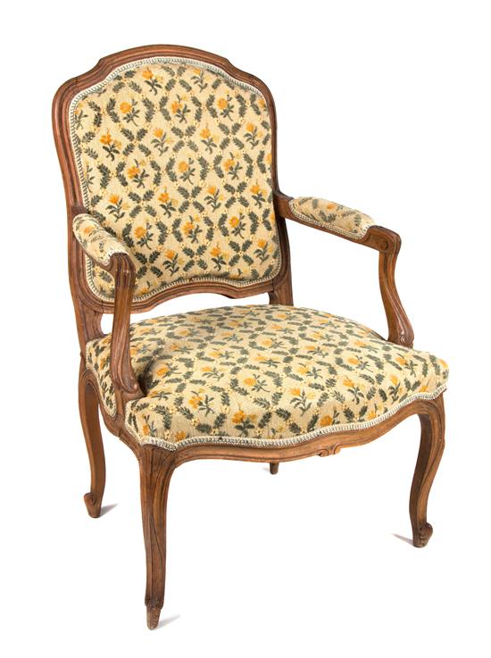 Appraisal: Sale Lot A Louis XV Style Walnut Fauteuil th century