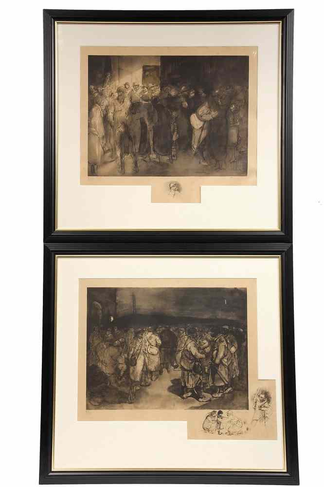 Appraisal: PAIR OF WWI LITHOGRAPHS - Les Poilus by Theophile Alexandre