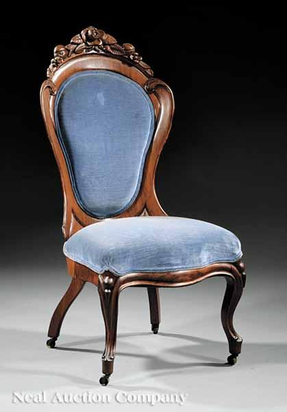 Appraisal: An American Rococo Carved and Laminated Rosewood Side Chair mid-