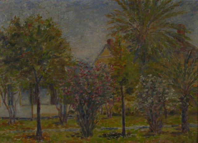 Appraisal: Unsigned x Oil on Board Impressionistic Landscape with Buildings circa