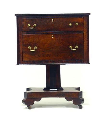 Appraisal: Mahogany two drawer work stand circa Rectangular top with rounded