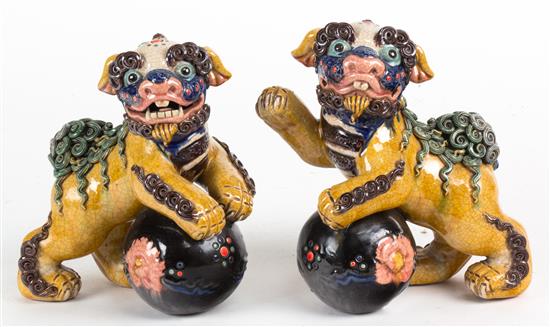 Appraisal: Sale Lot A Pair of Chinese Ceramic Foo Dogs Height