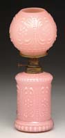 Appraisal: SCARCE PINK OPALINE MINI LAMP S - Pink cased glass