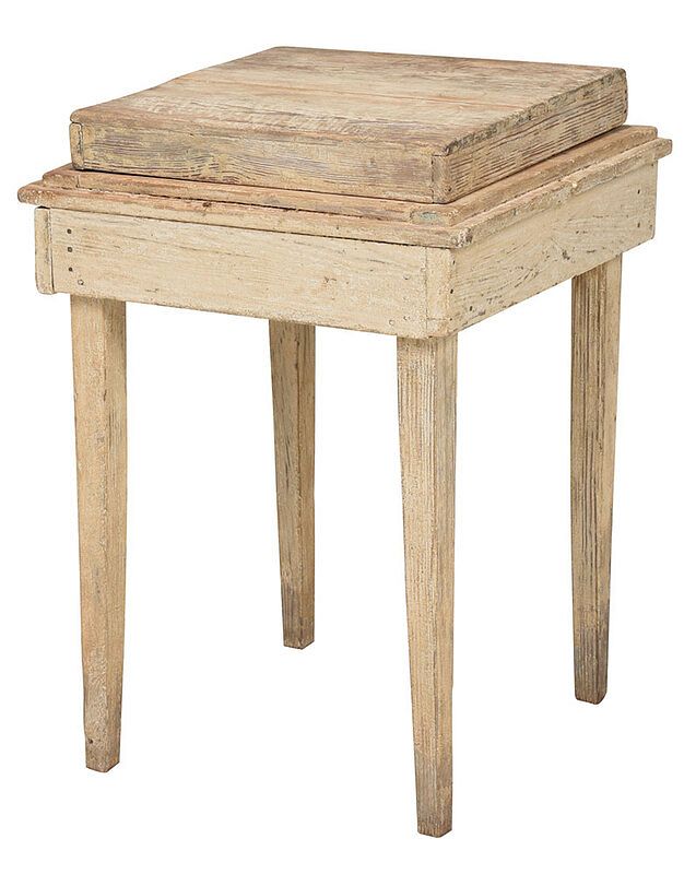 Appraisal: Southern Yellow Pine Marble Top Biscuit Table th century hinged