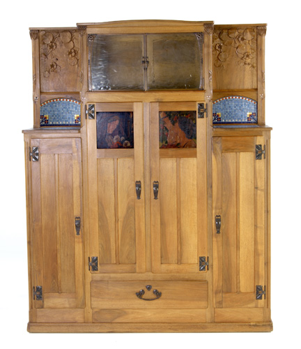 Appraisal: HENRI RAPIN Walnut dining room set comprising hutch intricately carved