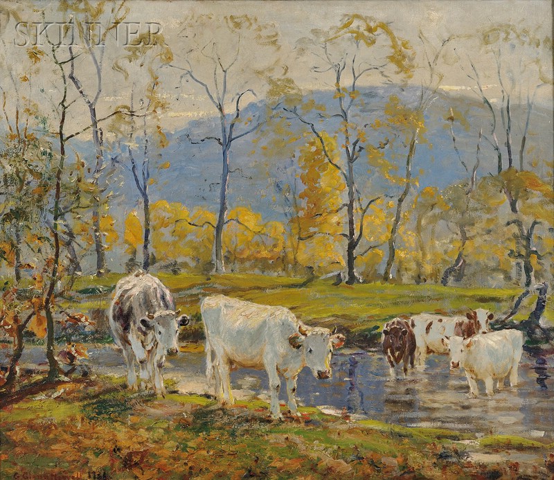 Appraisal: George Glenn Newell American - Landscape with Cattle Signed and