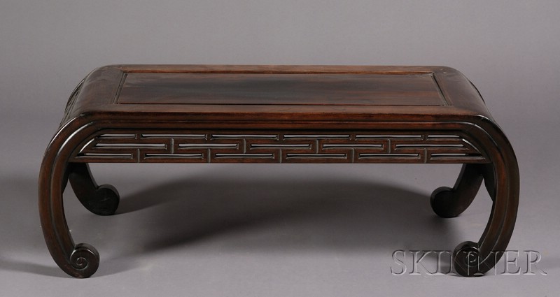 Appraisal: Rosewood Table China th century ends carved with ju-i apron