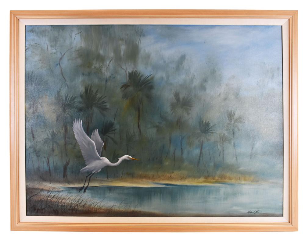 Appraisal: ROBERT CHASE AMERICAN B PAINTINGHeron in a Marsh Signed l