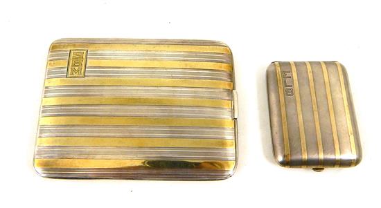 Appraisal: SILVER Two two-tone sterling silver and gold cigarette cases the