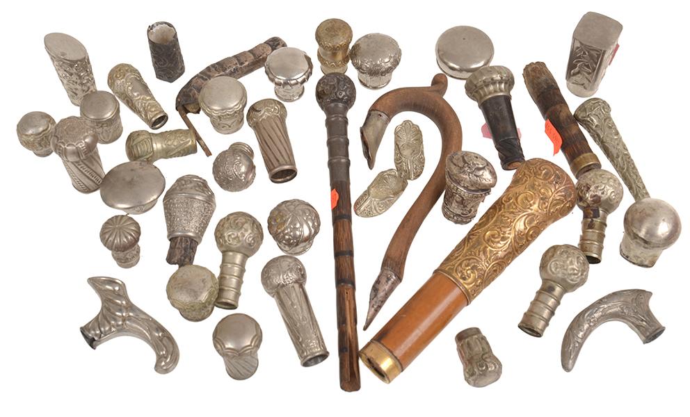 Appraisal: COLLECTION OF FANCY WALKING CANE HANDLES SOME STERLING SILVER ALL