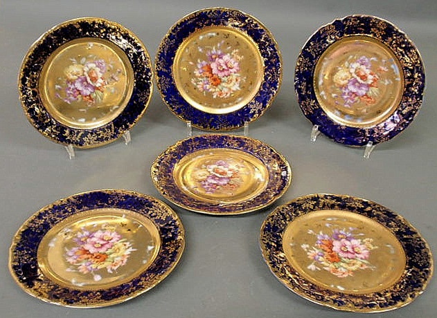 Appraisal: Set of six Austrian plates with floral and gilt decoration