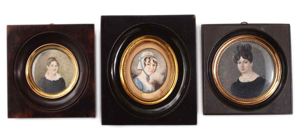 Appraisal: PIECE LOT MINIATURE PORTRAIT PAINTINGS OF LADIES An Exceptional Portrait