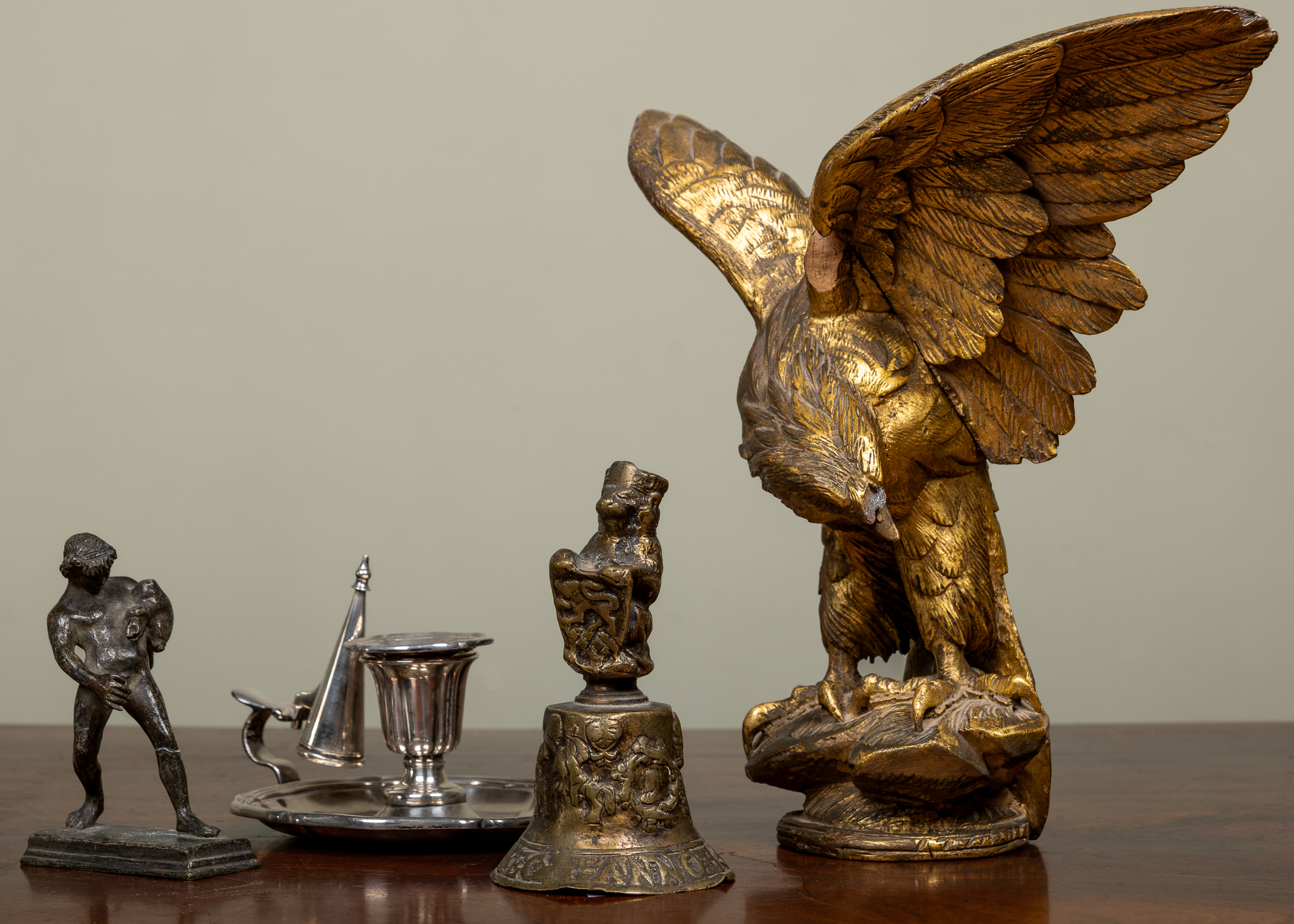 Appraisal: A carved giltwood eagle with spread wings cm wide together